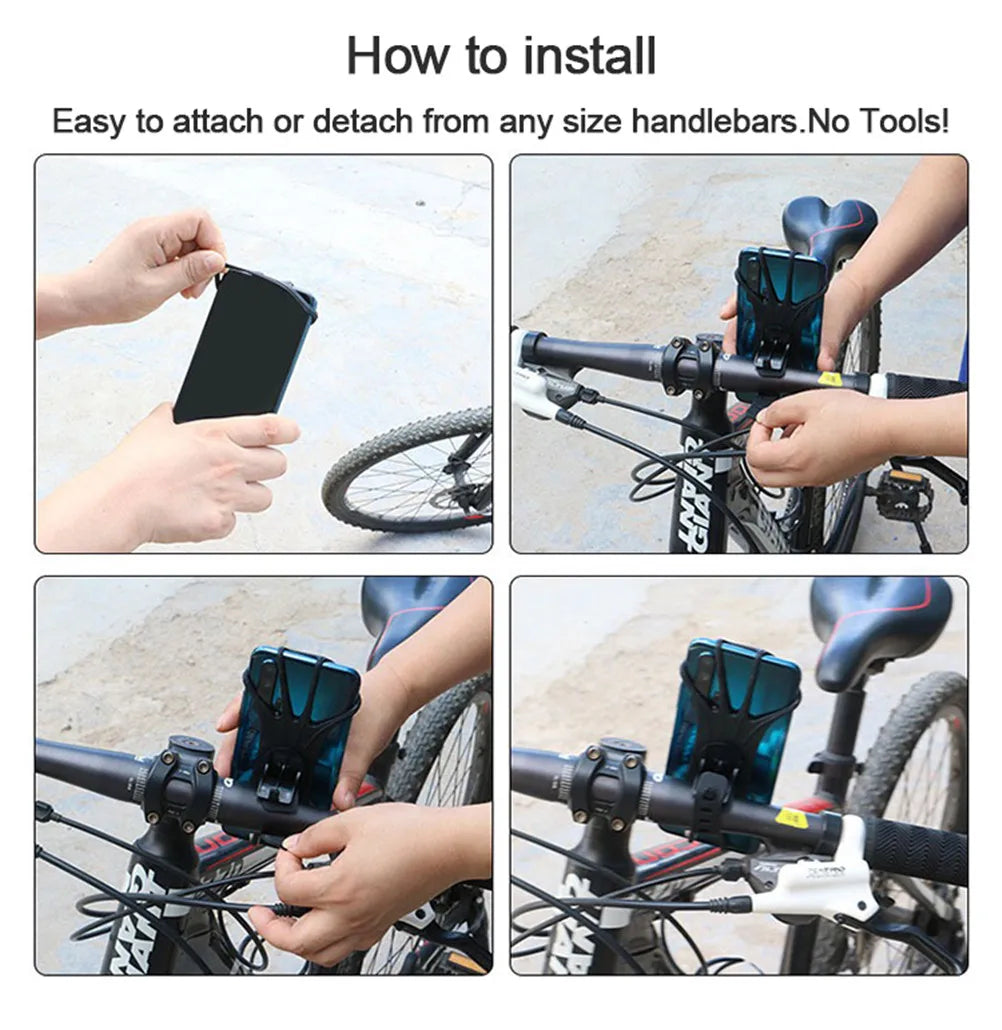 360 Rotatable Bicycle Phone Holder Motorcycle Stand Bracket Silicone GPS Support For Iphone 11 Xiaomi 10 Huawei P40