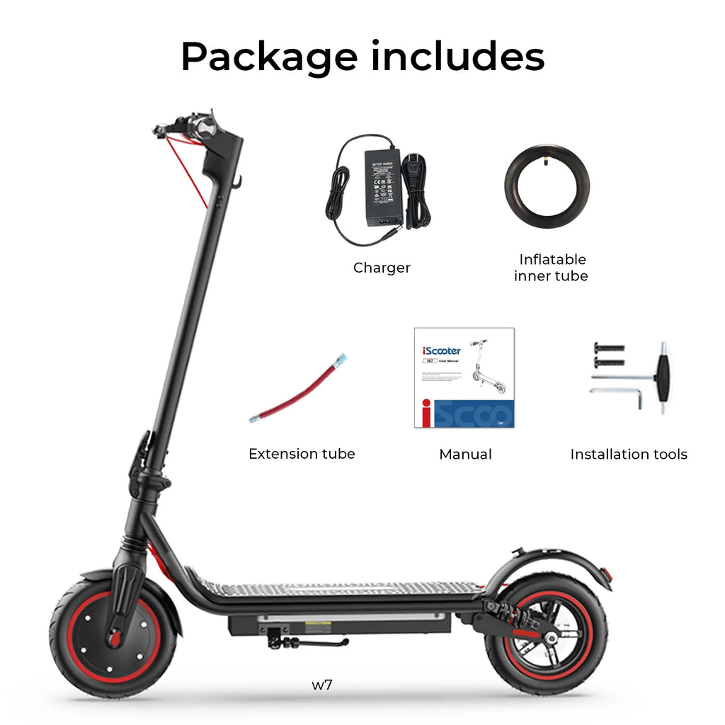 W7 Electric Scooter 8.5" 650W 36V 10.5Ah 25-35km Range Dual Suspension Side Lights App Control 35km/h Speed Electric Scooters