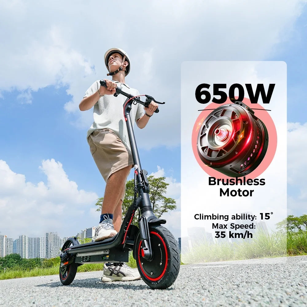 W7 Electric Scooter 8.5" 650W 36V 10.5Ah 25-35km Range Dual Suspension Side Lights App Control 35km/h Speed Electric Scooters