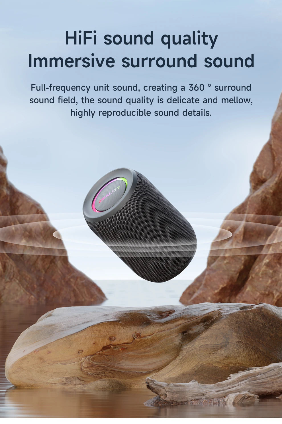 ZEALOT-S32PRO Portable Bluetooth 5.2 Speaker Outdoor Waterproof Wireless TWS Mini Column Box Speaker Outdoor TF Card Boom Box