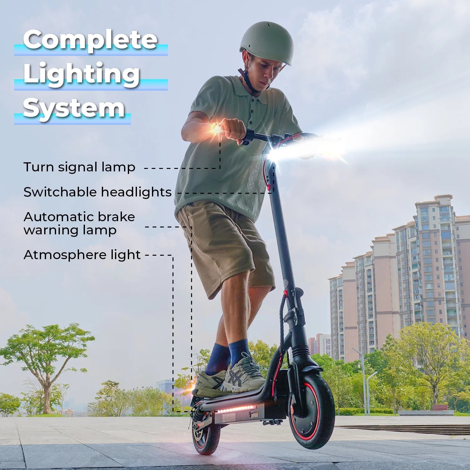 W7 Electric Scooter 8.5" 650W 36V 10.5Ah 25-35km Range Dual Suspension Side Lights App Control 35km/h Speed Electric Scooters