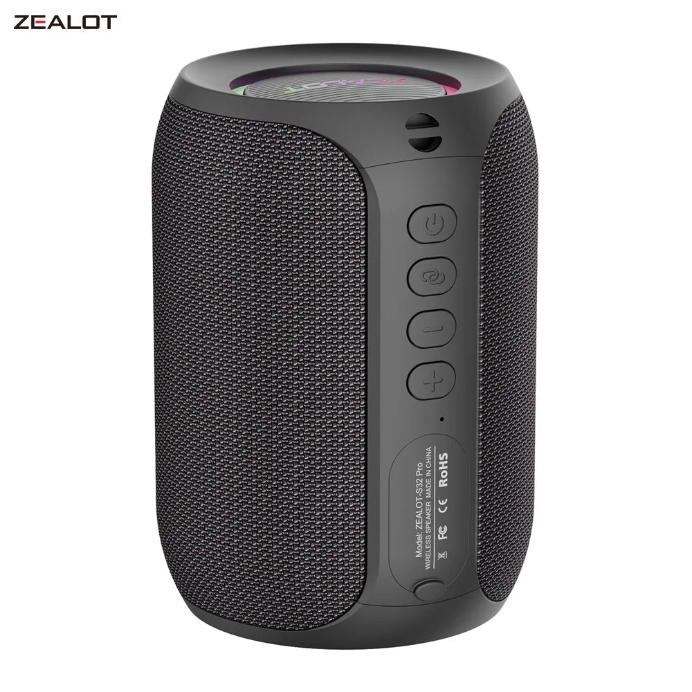 ZEALOT-S32PRO Portable Bluetooth 5.2 Speaker Outdoor Waterproof Wireless TWS Mini Column Box Speaker Outdoor TF Card Boom Box