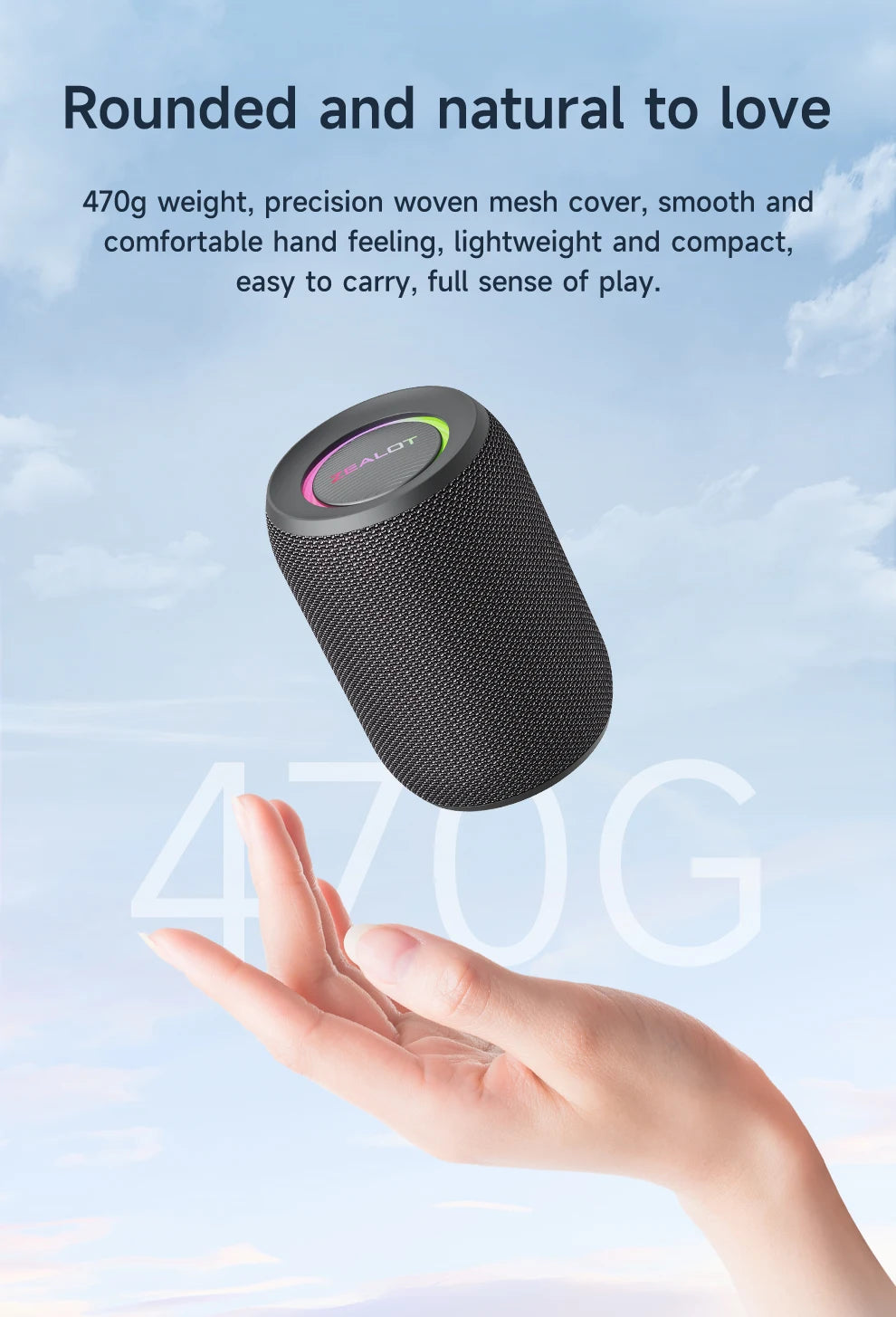 ZEALOT-S32PRO Portable Bluetooth 5.2 Speaker Outdoor Waterproof Wireless TWS Mini Column Box Speaker Outdoor TF Card Boom Box