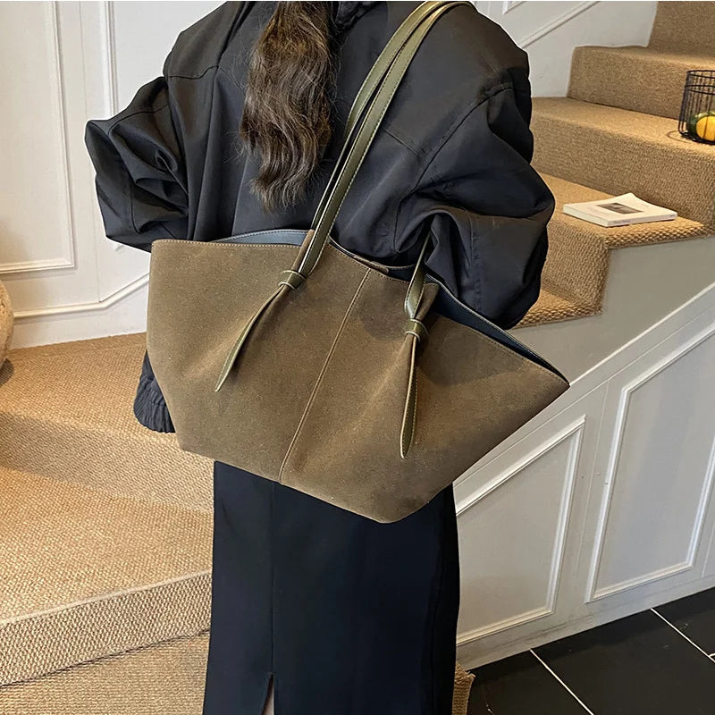 Sac fourre-tout de luxe en Faux daim pour femmes, sac à bandoulière de grande capacité, sac à main de styliste