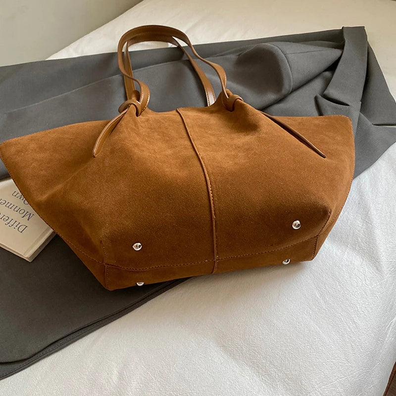 Sac fourre-tout de luxe en Faux daim pour femmes, sac à bandoulière de grande capacité, sac à main de styliste