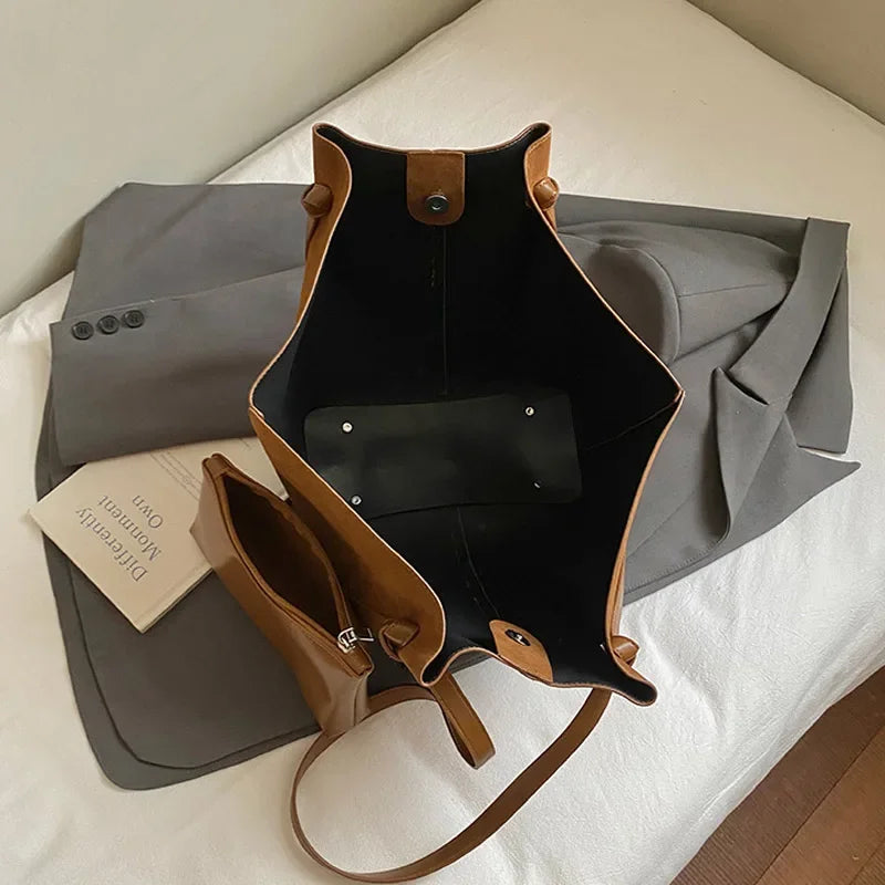 Sac fourre-tout de luxe en Faux daim pour femmes, sac à bandoulière de grande capacité, sac à main de styliste