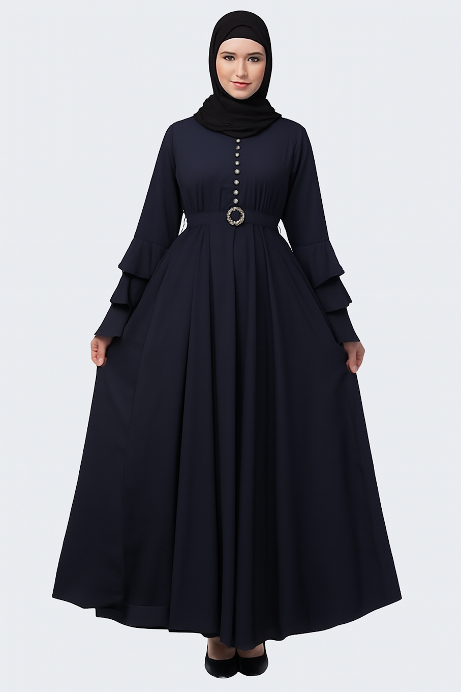 Abaya with Adjustible belt-Navy (Size-S)